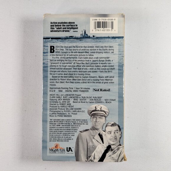 3/$15 Vintage VHS tape RUN SILENT, RUN DEEP (1958) Clark Gable, Burt Lancaster - Picture 3 of 4